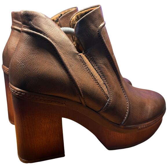 KORK Ease Robin Women's 8 Cognac Platform Clog Booties Chunky Lug Sole - Picture 5 of 13